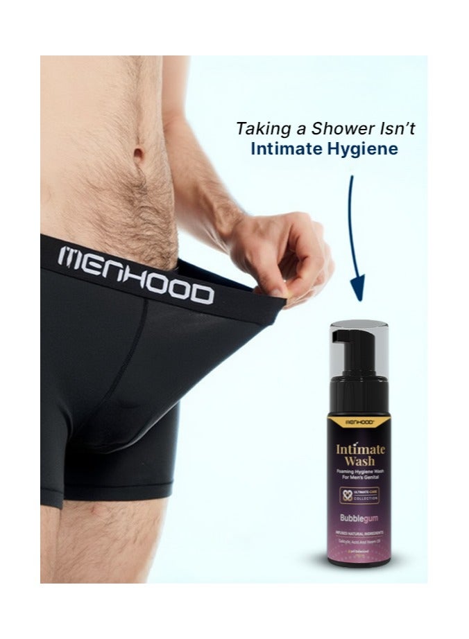 MENHOOD Intimate Wash for Men 150 ML| Tea Tree Oil Essential Neem Oil |Anti-Fungal Foaming Wash | PH Balanced |Skin Brightening | Long- Lasting Freshness (Bubble Gum) - Image 5